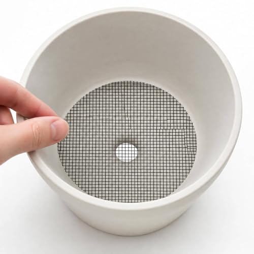 50 PCS Mesh for Plant 1.2/2/2.8 Inch Assorted Sizes Rounds Drainage Hole Mesh Pad Planter Bottom Drainage Inserts Grid Mat for Potted Succulent (3x3CM) - size: 3x3CM