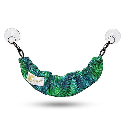 Crested Gecko Tank Accessories, Reptile Hammock, and Lizard Hammock (100% Polyester, 7.5 inches x 2 inches, one Suction Cups) Accessories Hide, Tie Dye, Blue Dots, Green Leaf, Gold Leaf