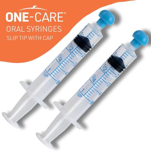 ONE-CARE 5ml Oral Syringe with Cap, Slip Tip Liquid Dispensers, 100/Box | Individually Wrapped, Food-Grade Plastic, Accurate Graduation for Precise Liquid Dosing, Oral Feed - Infants, Adults & Pets - size: 5ml