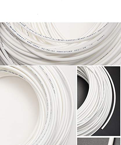 White 1/4" RO Tubing at 70°F-120PSI to 150°F-60PSI 1/4" Flexible water pipes 1/4-inch Plastic NSF Certified CCK Tubing15 Feet) - color: White 1/4" 15FT (5M)