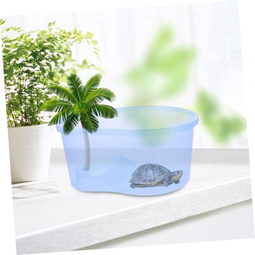 COLLBATH Reptile Feeding Tank Integrated Ramp Transparent Turtle Habitat for Aquatic and Terrestrial Use Design for Easy Cleaning for Turtles and Pets