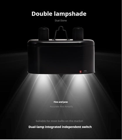 REPTI ZOO Nano Combo Dual Reptile Deep Dome Lamp Fixture for Reptile Max 40 Watts Max Bulb Height 4 inch Per Socket UVB Light Fixture Dual Lamp