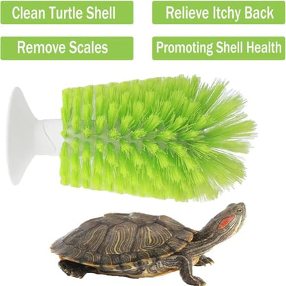 Turtle Brush with Suction Cup for Tank Scratches Back Brush Shell Cleaning Brush Scrub Red Eared Slider Turtle Exfoliate Brush for Remove Turtle Shell Scutes (2PC) - color: 2pc