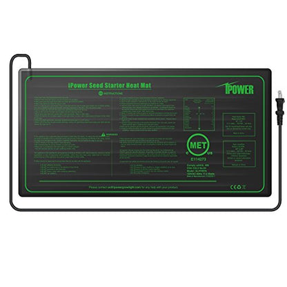 iPower 10" x 20" Warm Hydroponic Seedling Heat Mat and Digital Thermostat Control Combo Set for Seed Germination, Black - size: 10" x 20", style: with Controller