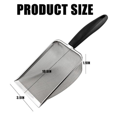 2PCS Stainless Steel Reptile Scooper Set - Fine Mesh Substrate Sifter Scoops for Litter Cleaning, Metal Sand Shovel Combo for Efficient Corner Cleaning and Substrate Sifting in Sand Bedding