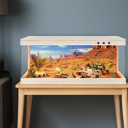 Royxen Reptile Enclosure,82 Gallons Reptile Tank with Wooden Top and Lockable Design,Tempered Glass Bearded Dragon Tank for Lizard Gecko Habitat (Oak,48" Length) - color: Oak, size: 82 Gallons,48" Length