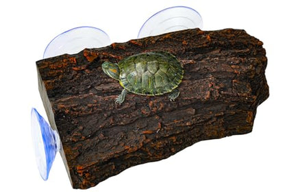 Turtle Basking Platform with 3pcs Suction Cups Resin Floating Climbing Terrace Simulated Bark Resting Dock for Semiaquatic Tortoise Frogs Lizards - style: Style A