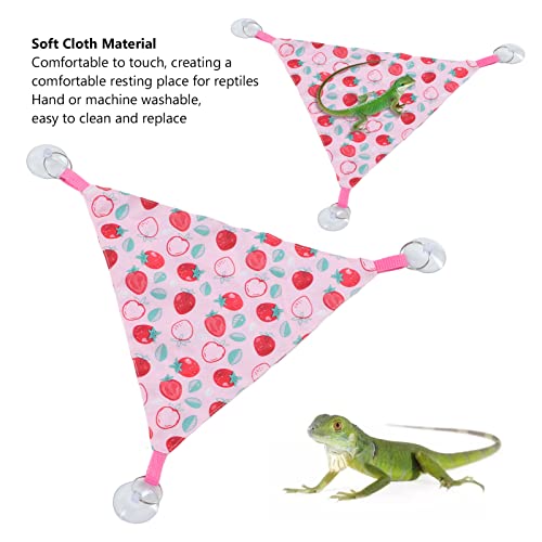Zerodis Reptile Hanging Bed, Bearded Dragon Strawberry Hammock Hanging Lounger with Adhesive Suction Cup for Climbing Guinea Pig Hamster Lizard 2pcs - size: Pink strawberry size S