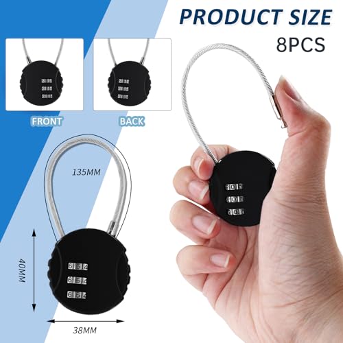 Litoexpe 3 Pcs Combination Cable Lock 3 Colors | 3-Digit Code, Steel Cable, for Backpack, Suitcase, and Luggage - color: 3 Colors