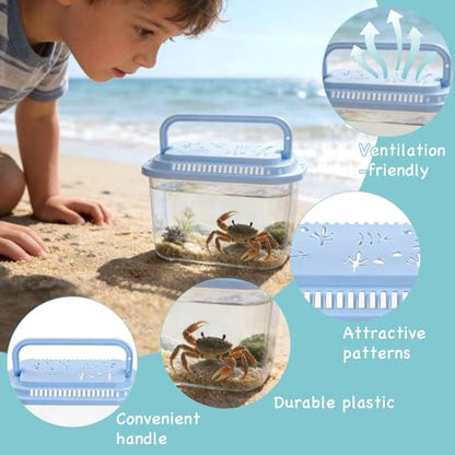 10 Pcs Plastic Terrarium Reptile Carrier Cage, Small Fish Tank | Tarantula Enclosure Snake Breeding Box, Portable Mini Aquarium for Crab Beach Turtle Pets