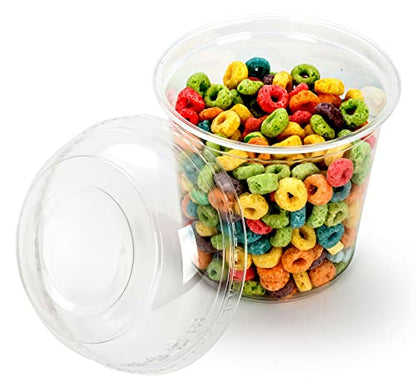 Golden Apple, 24oz. Ultra Clear Recycled PET Plastic Round Deli Container and Dome Lid Combo - 18sets - size: 24oz & Dome lids