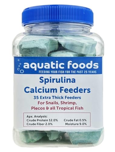Spirulina Enriched Calcium Feeders... 35ct Small Jar | For Shrimp, For Snails, For Crabs, Crayfish, Pleco, Catfish, For All Tropical Fish - size: 35 Count (Pack of 1)