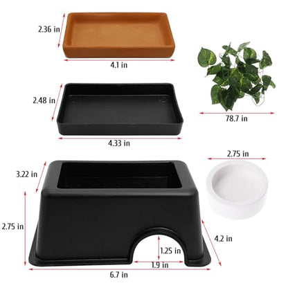 Hamiledyi 4 Pcs Humid Hide for Leopard Gecko Moist Reptile Hide Box Small Snake Humidity Hut with Sink Crested Gecko Tank Accessories for Young Lizard Shedding - color: Humidifying box-2Pack