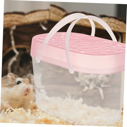 Kisangel 2pcs Portable Hamster Carriers and Plastic Reptile Containers Medium Size Pink Handheld Travel Cases for Small Pets Outdoor Use