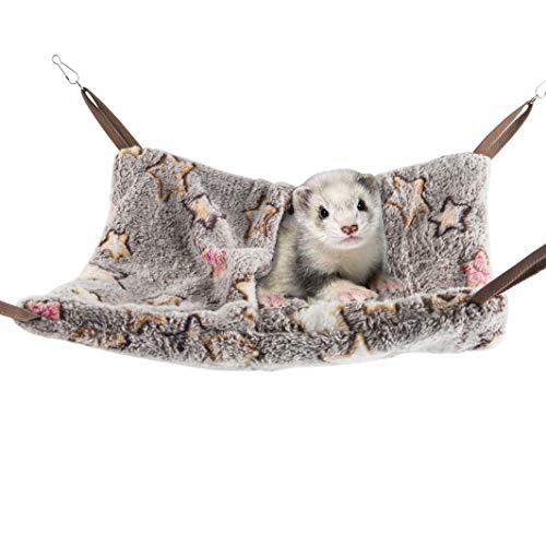 Niteangel Hanging Hammock Nap Sack Swing Bag Pet Sleeper for Ferret Rat Sugar Glider and Other Small Animals (Cream, Star) - color: Cream