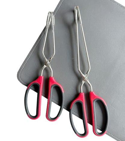 HINMAY Stainless Steel Scissor Tongs 10-Inch and 12-Inch Set, Set of 2 - color: Red Handle, size: 10-Inch + 12-Inch