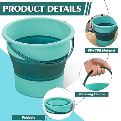 Collapsible Bucket 1.3 Gallon/5L Small Plastic Household Cleaning Mop Buckets Foldable Water Bucket for Car Wash Fishing Camping Beach (Green) - color: Green