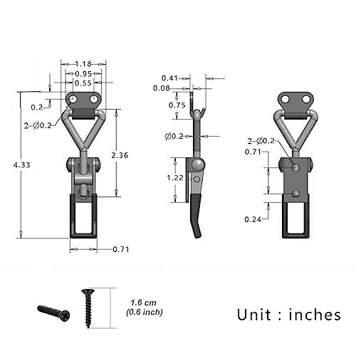 E-TING 6Pack Toggle Clamp Latch 100KG 220LBS Holding Capacity | Black Adjustable 4001 Pull Latch Clamps Quick Release Hasp Clamps for Smoker Cabinet Boxes Case Trunk Jig - style: 4001（6pack）
