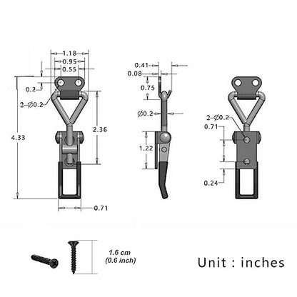 E-TING 6Pack Toggle Clamp Latch 100KG 220LBS Holding Capacity | Black Adjustable 4001 Pull Latch Clamps Quick Release Hasp Clamps for Smoker Cabinet Boxes Case Trunk Jig - style: 4001（6pack）