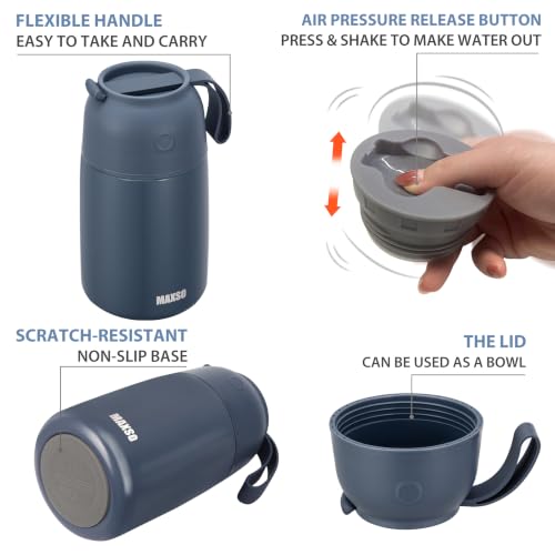 MAXSO 2 Pack Soup Thermo for Hot & Cold Food for Kids Adults, Vacuum Insulated Food Jar Thermal Lunch Containers, Travel Food Flask with Spoon (24 oz,17 oz) (Dusty Blue) - color: Dusty Blue