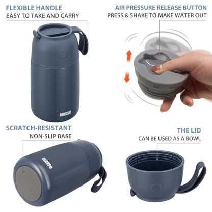 MAXSO 2 Pack Soup Thermo for Hot & Cold Food for Kids Adults, Vacuum Insulated Food Jar Thermal Lunch Containers, Travel Food Flask with Spoon (24 oz,17 oz) (Dusty Blue) - color: Dusty Blue