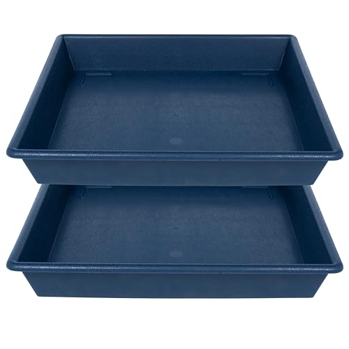 NIMYAU Square Plant Saucer 18 Inch 2 Pack, Large Plant Trays for Pots Heavy Duty Plastic Plant Saucers for Indoors Outdoors, Flower Pot Plant Drip Trays No Holes Plant Lover Gardening Gifts - color: Blue, size: 18"-2Pack