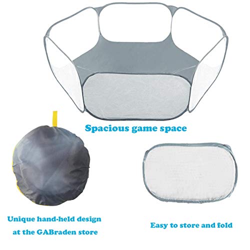 Small Animals Tent,Reptiles Cage,Breathable Transparent Pet Playpen Pop Open Outdoor/Indoor Exercise Fence,Portable Yard Fence (Grey) - color: Grey