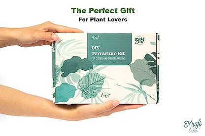 DIY Terrarium Kit with Closed Glass Bottle Container Planter with Lid (Ball Cork) | 2 Jars | Airtight Terrarium | Create Your Own Indoor Garden (No Live Plants) - style: Terrarium Kit + 2 Jars