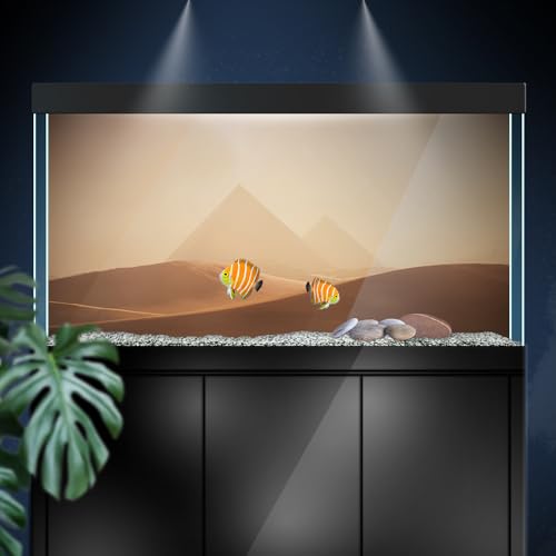 Aquarium Background Stickers - Desert Pyramid Egypt - Fish Tank Reptile Terrarium Decor Poster (60 x 30 cm / (23.6 x 11.8 inches)) - size: 60 x 30 cm / (23.6 x 11.8 inches)