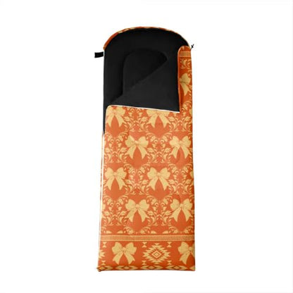 Erosebridal Hawk Moth Camping Sleeping Bags Teens Spooky Aztec Backpacking Camping Blanket Full Body Travel Wrap Sleep Bag - color: Orange Aesthetic Bow