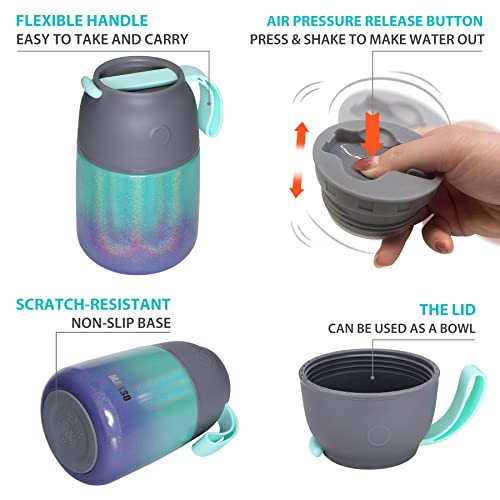 MAXSO 2 Pack Soup Thermo for Hot & Cold Food for Kids Adults, Vacuum Insulated Food Jar Thermal Lunch Containers, Travel Food Flask with Spoon (24 oz,17 oz) (Glitter Rainbow) - color: Rainbow