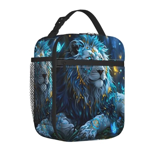 Mystic Blue Lion Adult Insulated Lunch Bag, Portable Thermal Cooler Tote With Pockets, Durable Polyester Lunch Box With Handle For Work, Office, Travel - color: Style 4