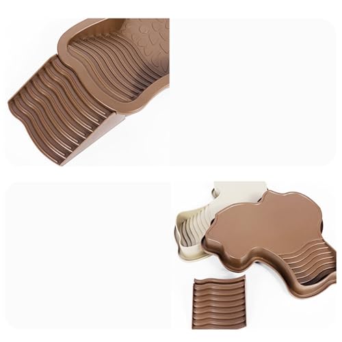 Reptile Water Pool Aquarium Ornament | Turtle Soaking Tub with Ladder Turtle Pool Scenery for Gecko, Turtle, Bearded Dragon, Aquatic Climbing Pet, Amphibians - color: Red Brown