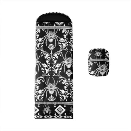 Erosebridal Longhorn Cow Skull Gothic Witchy Damask Sleeping Bag for Kids Camping Blanket for Hiking Travel Hunting Sleep Bag - color: Black and White Giant Spider