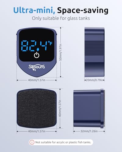 Aquarium Magnetic Cleaner with Thermometer, Fish Mini Magnet Brush Scrubber | Tiny Magnet Cleaner Floating Cleaning ToolAlgae Scrapers(Only for Glass Fish Tank) - color: Blue