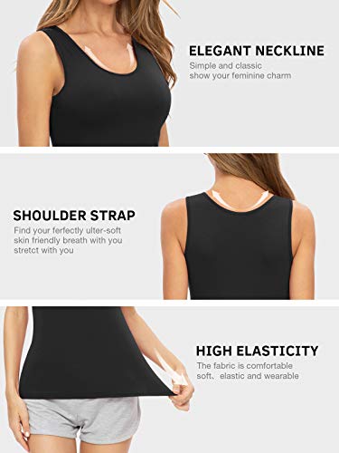 Air Curvey 4 Pack Tank Top for Women Basic Undershirt Tanks Sleeveless Casual Shirts Soft Seamless Layering Tops - color: 3-black Black Black Black, size: Medium