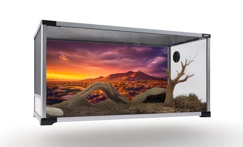 48X18 Inch Sun-Baked Terrarium Background Desert Rock Oasis Gobi Reptile Enclosure Backdrop Polyester Aquarium Background - size: 48X18in