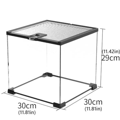 Reptile Float Glass Growth Tank, Transparent Reptile Terrarium with Wiring Hole, Eco Rainforest Feeding Box, Reptile Breeding Box Suitable for Stacking, Top Screen Ventilation Escape Proof Lid, - color: H