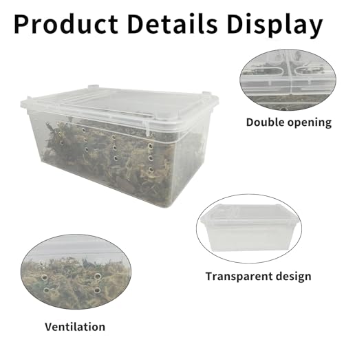 PINVNBY Reptile Feeding Box 8 PCS Snake Breeding Box Reptile Transport Container 7.48"x4.92"x2.95" Portable Habitat Plastic Cricket Cage for Lizard Spider Scorpion Gecko Tortoise Treefrog