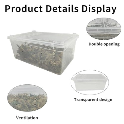PINVNBY Reptile Feeding Box 8 PCS Snake Breeding Box Reptile Transport Container 7.48"x4.92"x2.95" Portable Habitat Plastic Cricket Cage for Lizard Spider Scorpion Gecko Tortoise Treefrog