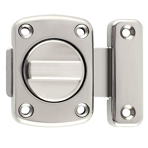 Alise Slide Bolt Latches,Medium Size Double Sided Rotate Lock for Cabinet | Rotary Switch Lock,Brushed Finish Heavy-Duty Gate Latch For Shed Door,Pet House, Wardrobe - color: Brushed, size: Medium Size