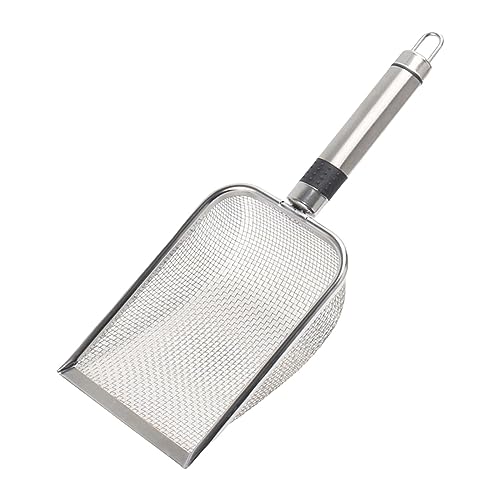 Gralara Reptile Sand Stainless Steel Fine Mesh Reptile Substrate Metal Sand Scoop, Terrarium Substrate Litter Cleaner Corner Scoop, Steel Handle 2.9mm