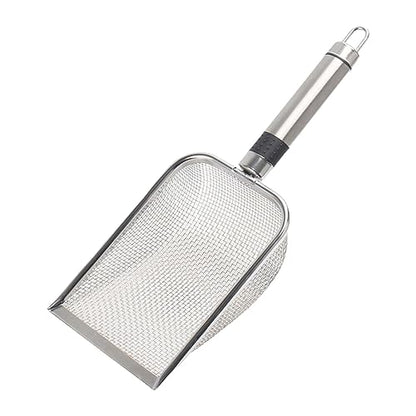 Gralara Reptile Sand Stainless Steel Fine Mesh Reptile Substrate Metal Sand Scoop, Terrarium Substrate Litter Cleaner Corner Scoop, Steel Handle 2.9mm