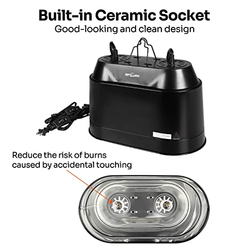 REPTI ZOO Dual Reptile Light Fixture 2 in 1 Deep Dome Lamp Fixture, Double-Layer Connectable Design Reptile Heat Lighting Lamp Fixture with Independent Switches, Max 200W - size: 200W