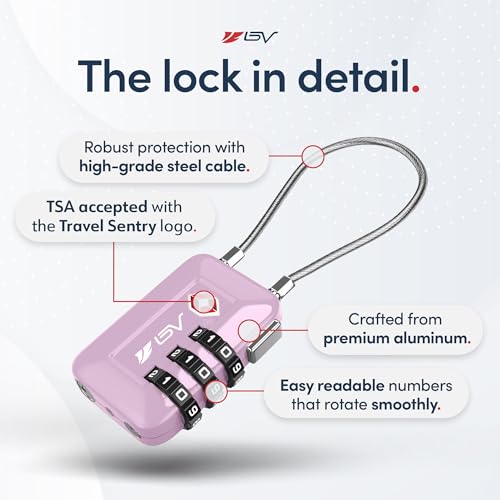 TSA Accepted Luggage Travel Lock, Set-Your-Own Combination Lock for School Gym Locker, Luggage Suitcase Baggage Locks, Filing Cabinets, Toolbox, Case (Purple, 1 Pack) - color: Purple 1-Pack
