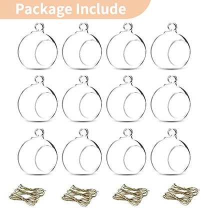 NUPTIO Hanging Glass Candle Holders, Set of 12 Globe Tealight Holders | 3.15 Inch Clear Glass Orbs, Hanging or Table Display, DIY Terrarium Craft, Garden Decor, Gift Idea - size: 3.15 inches