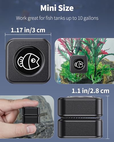 Pawfly 2 Pcs Aquarium Magnetic Brush, 1 Inch Mini Stain Scrubber Pads, Aquarium Cleaning Tool, Fish Tank Glass Cleaner for 1/5 Inches Thick Fish Tank up to 10 Gallons (Non-Floatable)