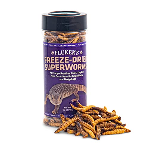 Fluker's Freeze Dried Superworms, for Reptiles, Ideal for Lizards, Reptiles, Birds, Fish, Hedgehogs, 1.7 oz