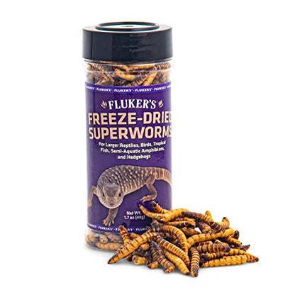 Fluker's Freeze Dried Superworms, for Reptiles, Ideal for Lizards, Reptiles, Birds, Fish, Hedgehogs, 1.7 oz