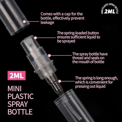 Fandamei Mini Spray Bottle, 10 Pack 2ml Mini Plastic Spray Bottle Empty, Fine Mist Refillable Perfume, Small Perfume Spray Bottle, Tiny Plastic Portable Travel Bottle, Clear - size: 2ml